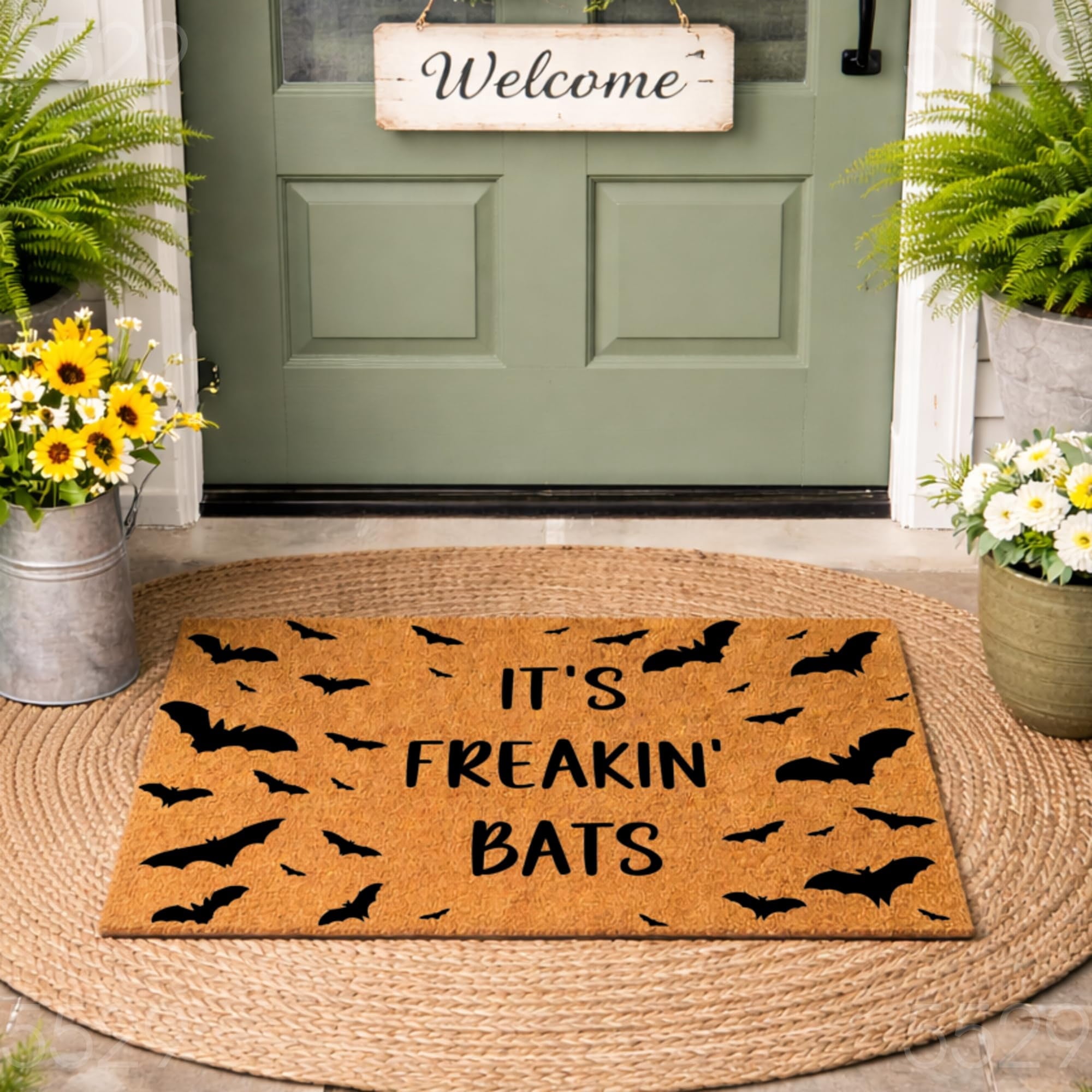 Funny Halloween Doormat - It's Freakin' Bats Welcome Door Mat (18" x 30")