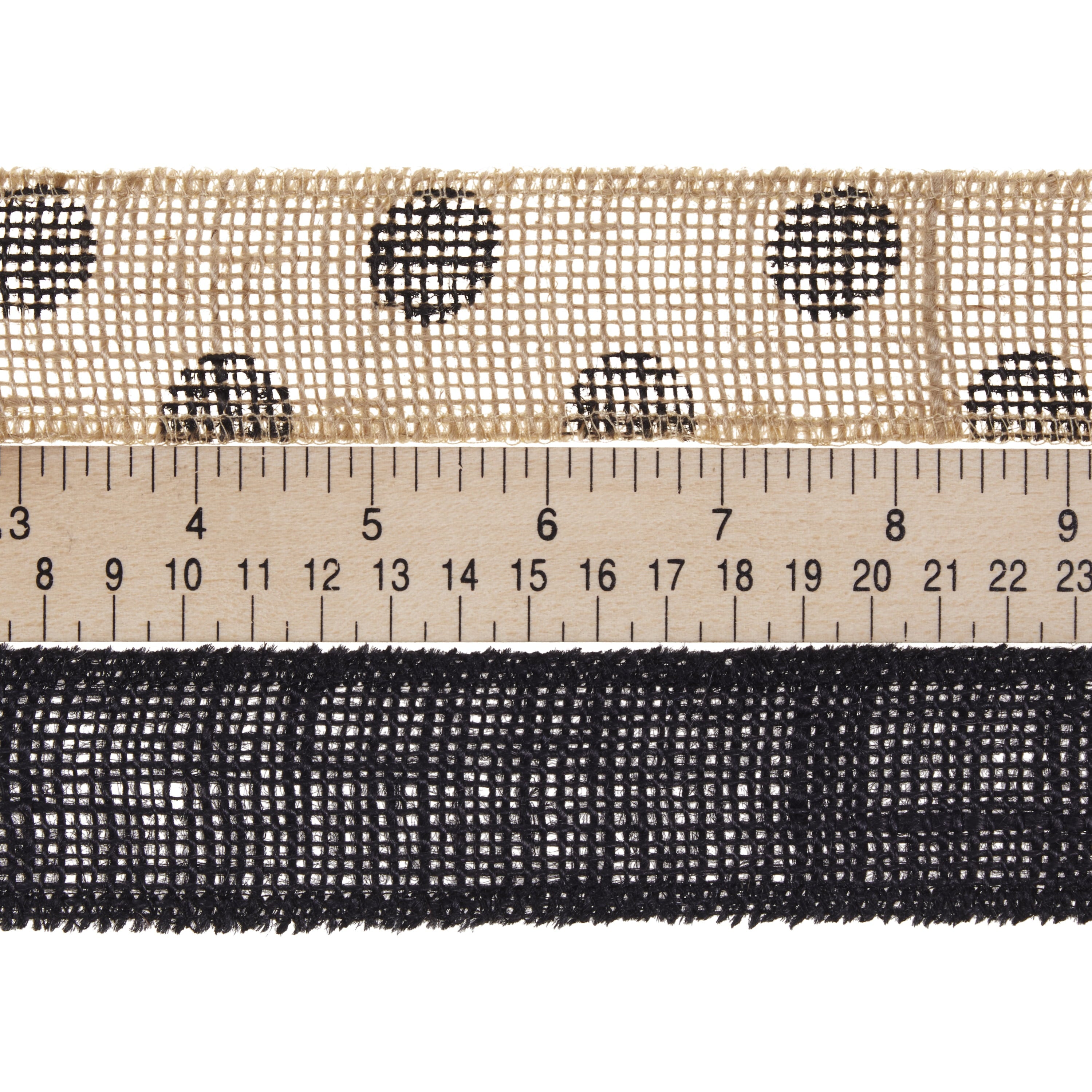Love, Laugh, Craft Burlap Ribbon Set, 1.5"W x 3-Yds, Natural/White Stripe