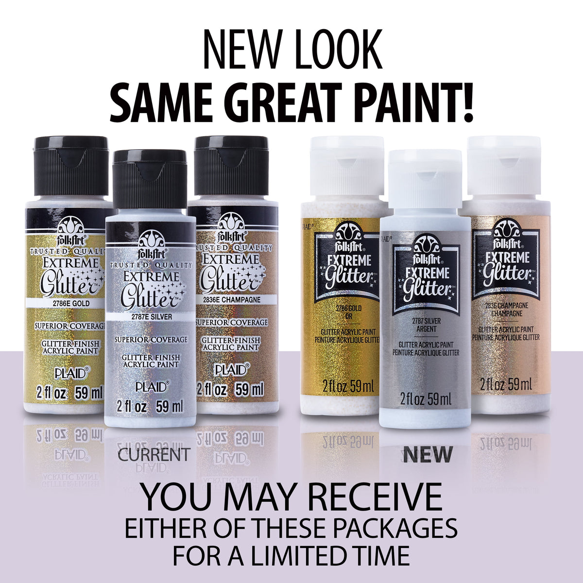FolkArt Extreme Glitter Acrylic Craft Paint, Glitter Finish, Hologram, 2 fl oz