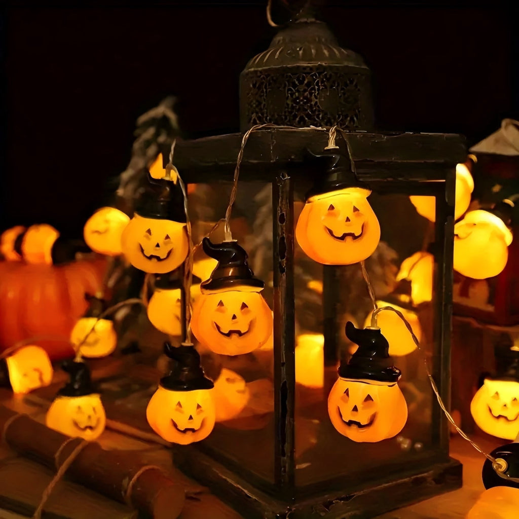 PMMIPNW Halloween LED Fairy String Lights 20LED - Spooky Pumpkin, Witch, Mummy & Cat, 8 Modes with Timer, Designs for Party Decor, Battery Operated Halloween Decorations