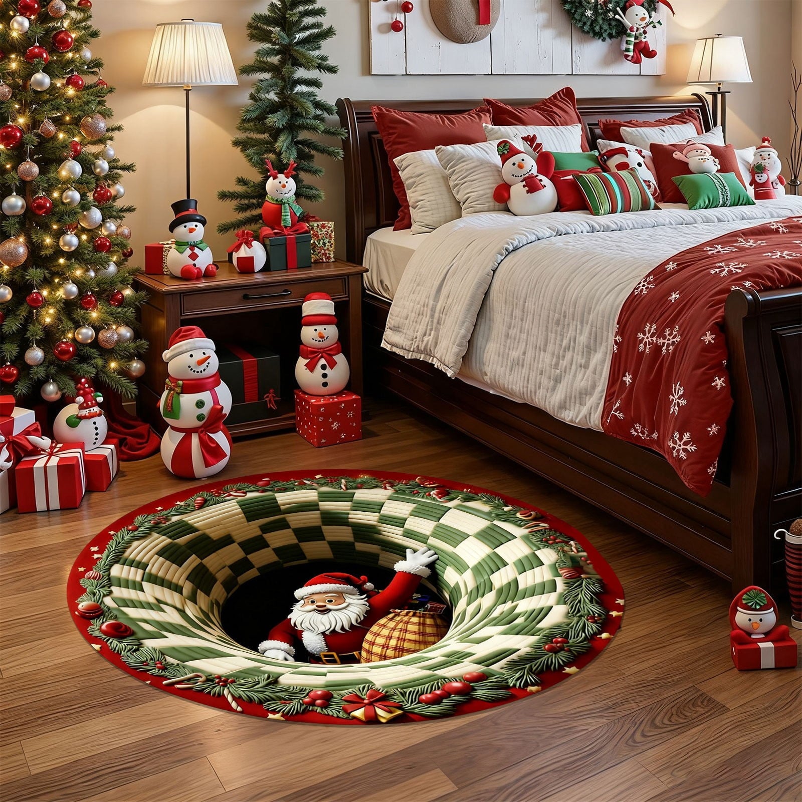 Mats Savings YZEGDCH Christmas Reindeer Rugs- Green Rugs for Living Room Christmas Doormat Indoor Outdoor Entrance Floor Rug Non Slip Winter Christmas Decor Rubber Welcome Mats
