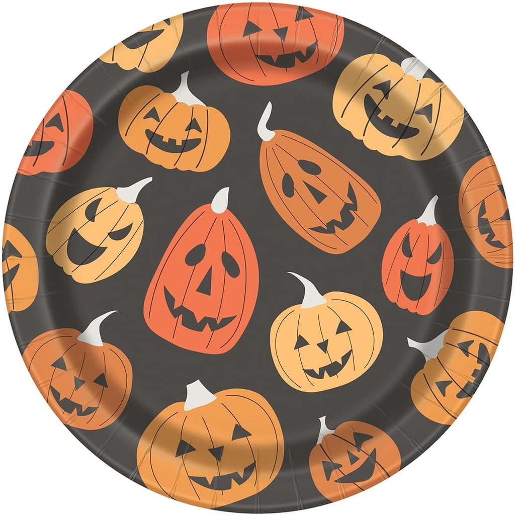 Jack-o'-Lantern Disposable Paper Plates, Multicolor, 8.5", 8 Count, Halloween by Way To Celebrate