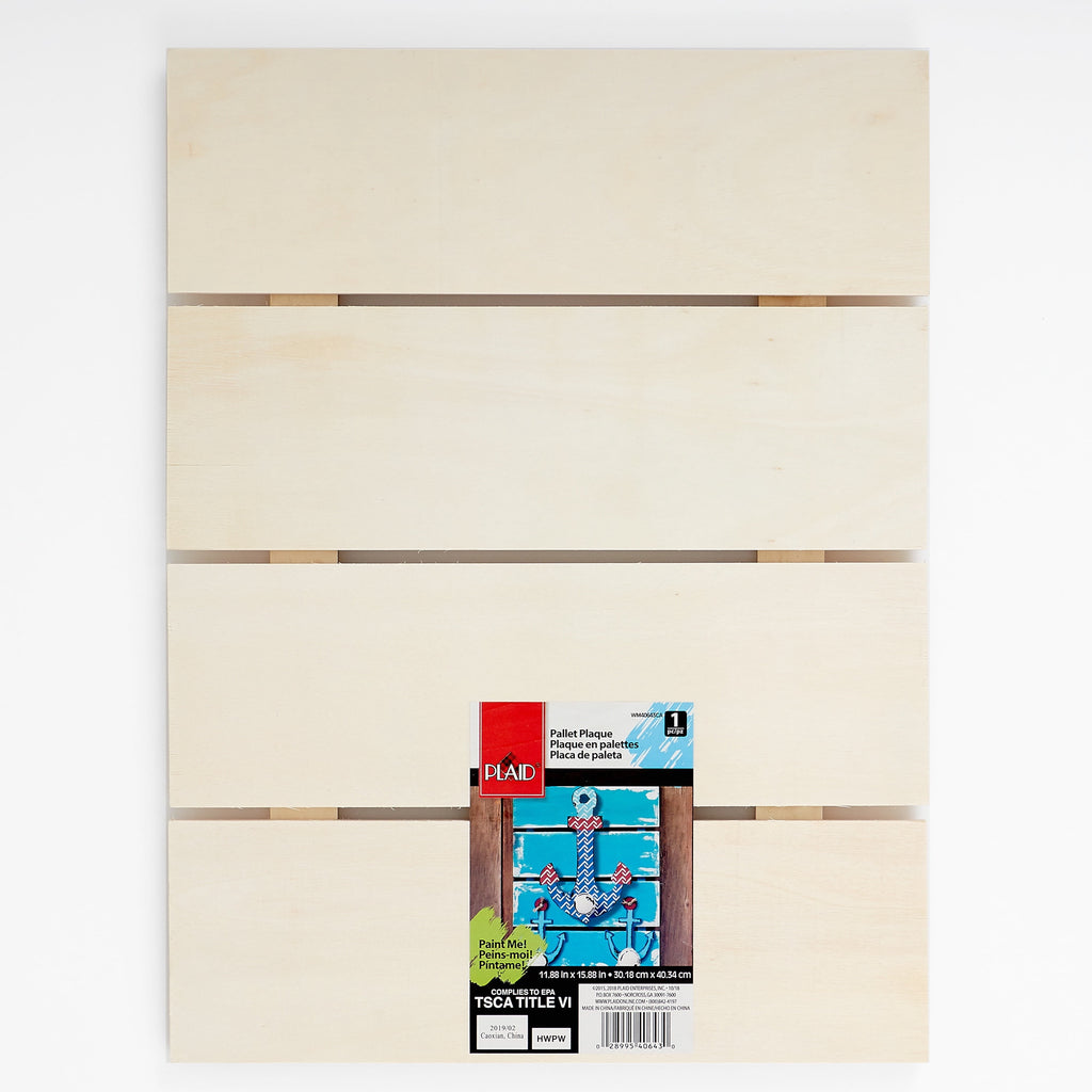 Plaid Unfinished Rectangle Wood Pallet Plaque, 15.9 in x 11.9 in