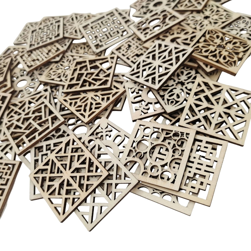CIYISON 20/50/100Pcs Wooden Squares Cutout 4x4CM Unfinished Wood Slices For Kid Art Craft Painting And Holiday Decoration