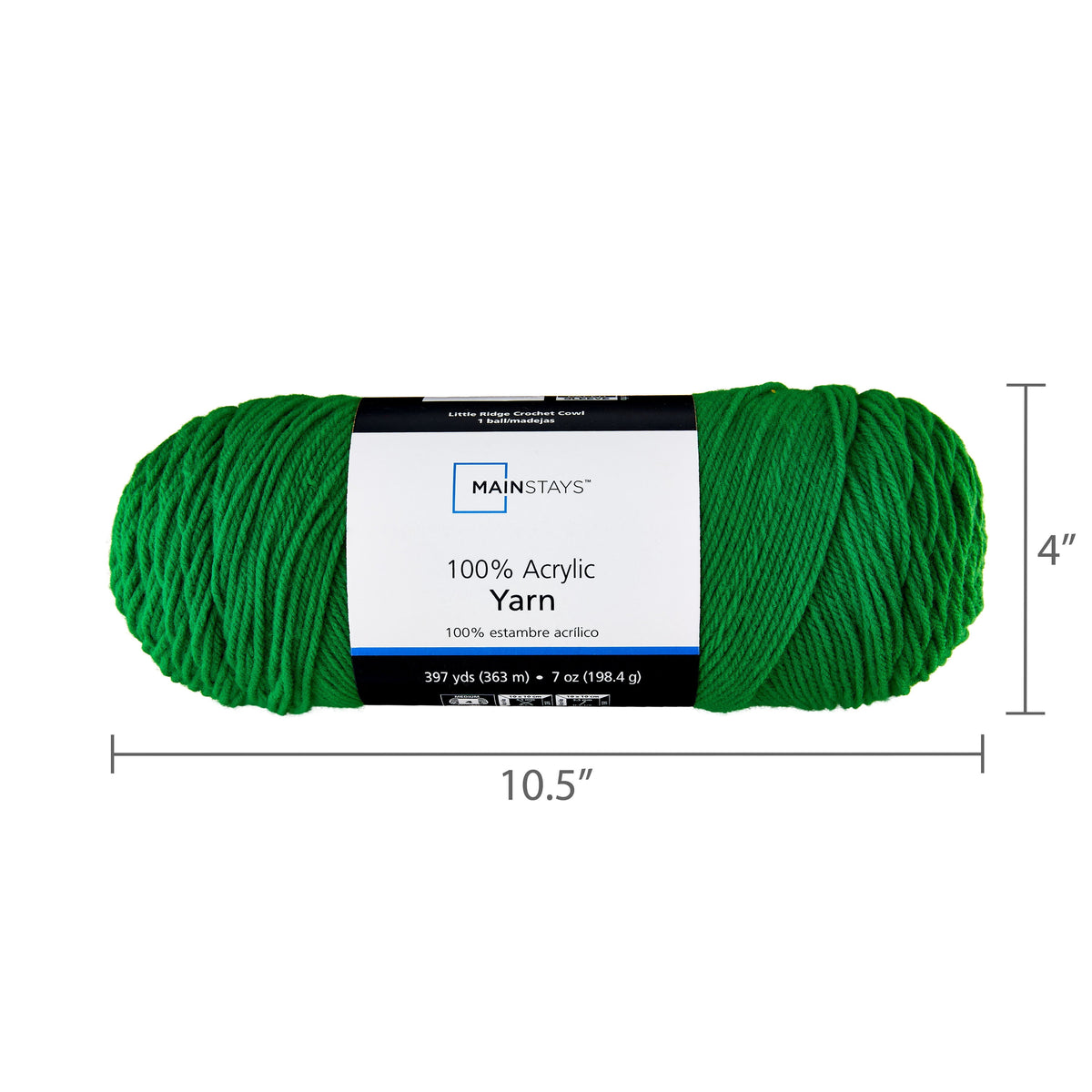 Mainstays Medium 4 Acrylic Yarn, White, 7 oz, 397 Yards