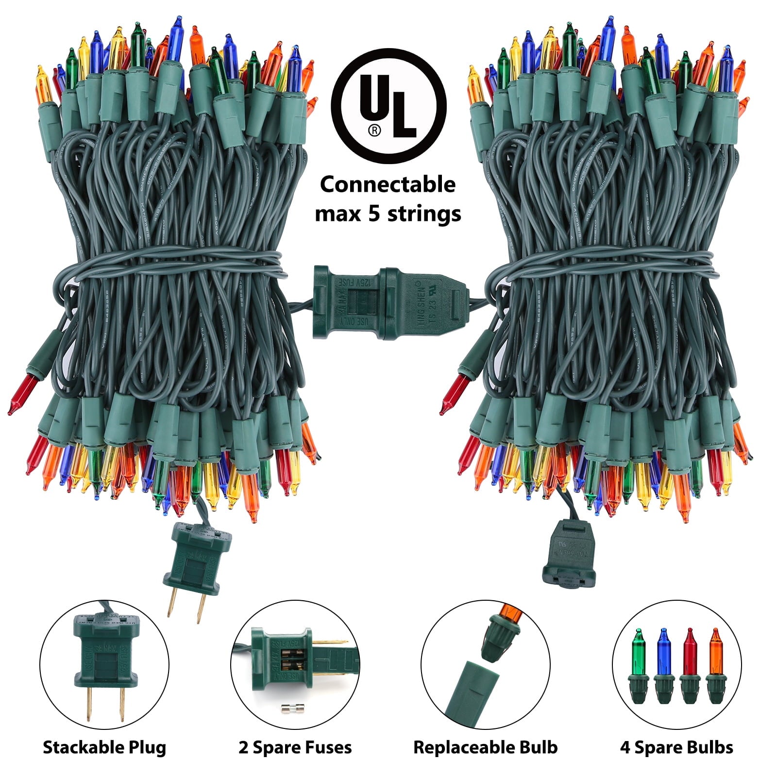 Toodour Orange & Purple Halloween Lights, 25ft 100 Count Incandescent Halloween String Lights, UL Certified Connectable Mini Bulbs Halloween Lights for Indoor, Outdoor, Garden, Porch, Halloween Decor