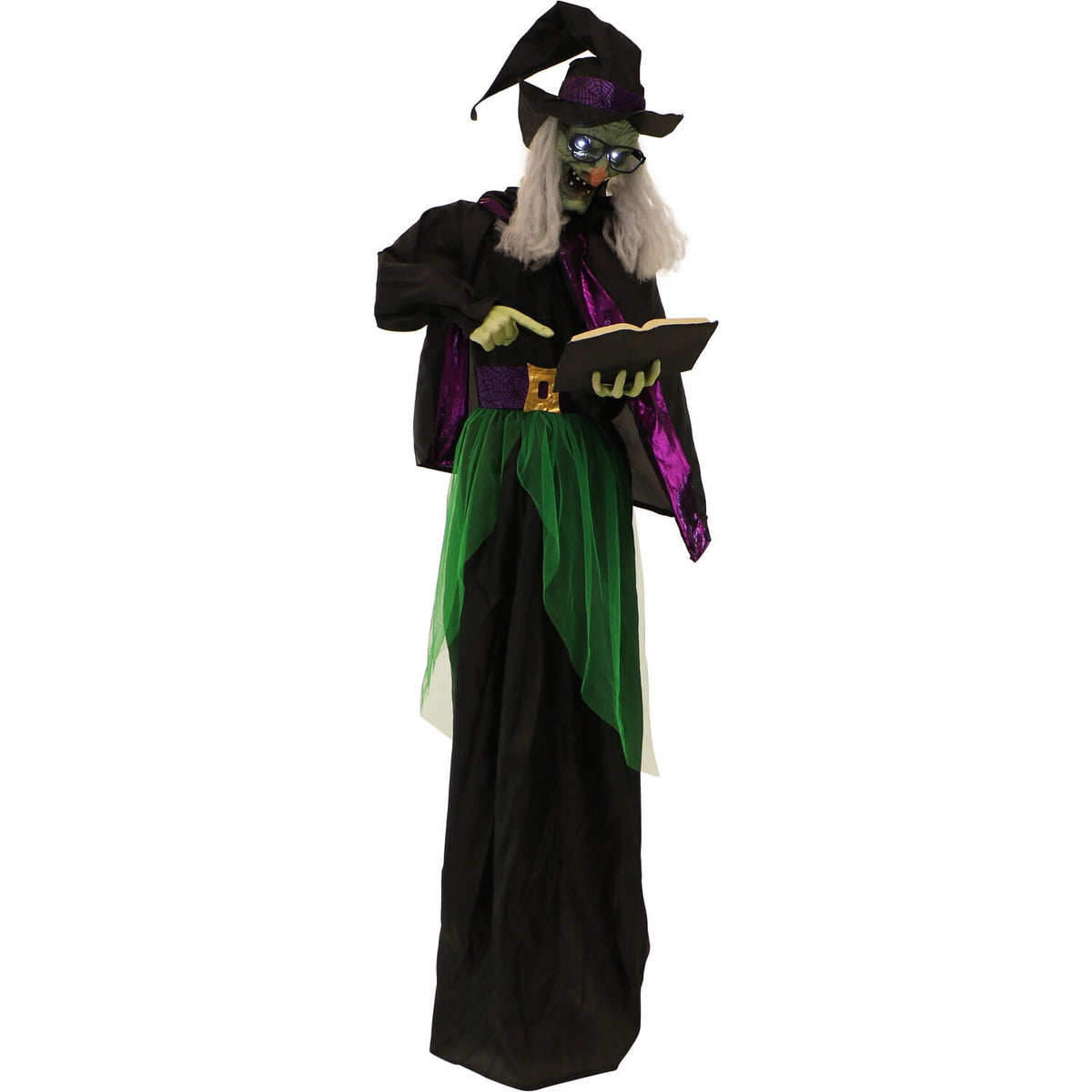 Haunted Hill Farm Life Size 5.6 ft Animatronic Witch, Indoor/Outdoor Halloween Decoration