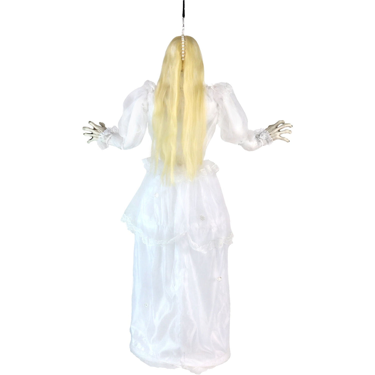 Haunted Hill Farm 5 ft Touch-Activated Animated Hanging Spinning Bride Halloween Animatronic, HHBRIDE-9HLSA