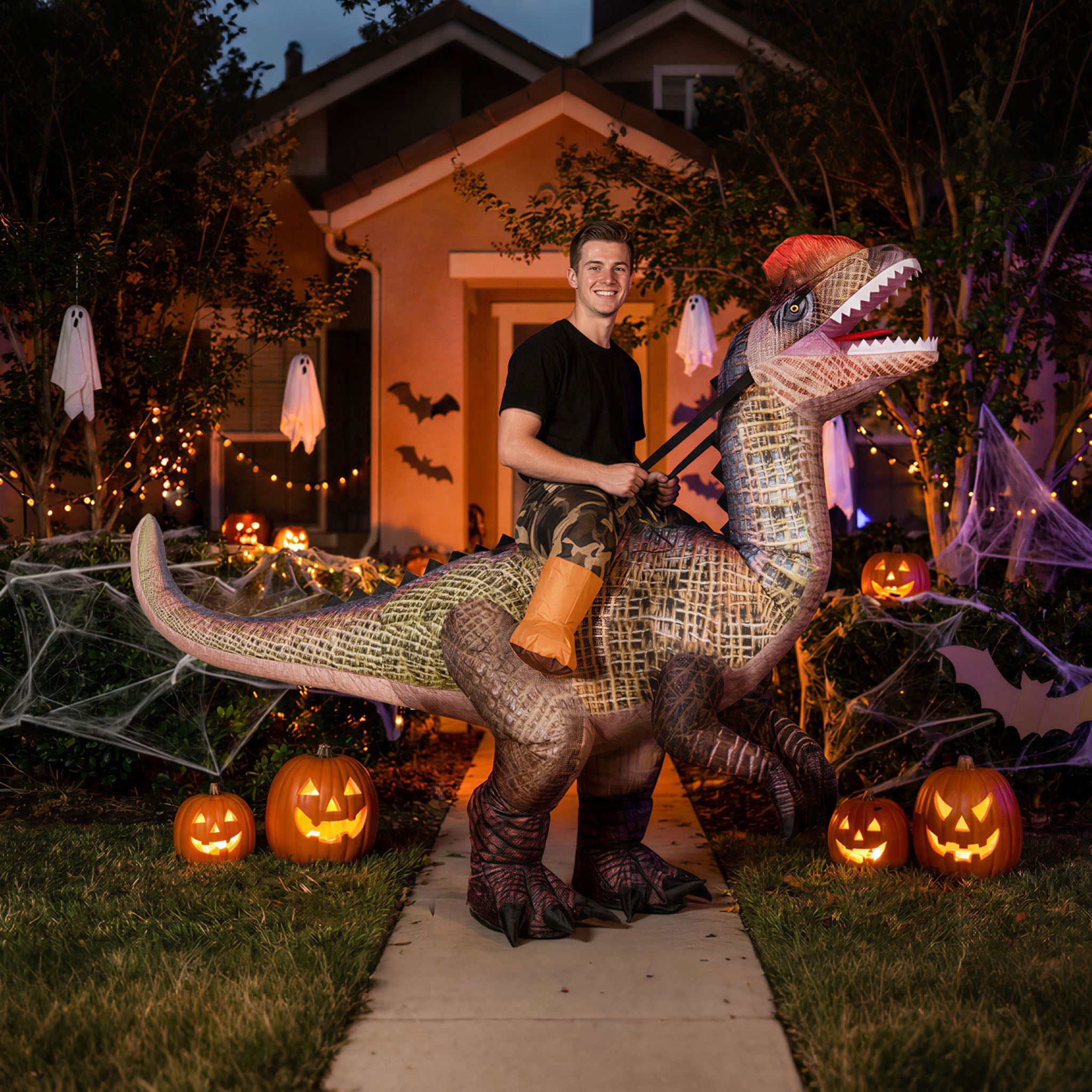 MAGOTAN Halloween Inflatable Dinosaur Costume Adult,Blow Up T Rex Suit Men Women, Halloween Adults Funny Blow Up Lightweight & Flexible for Cosplay, Parades