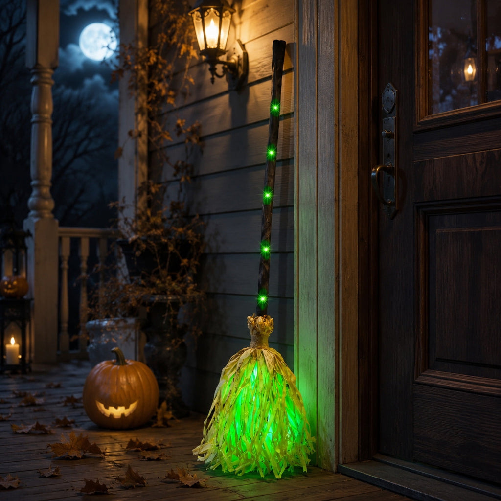 Magical Dancing Witch Broom with Weird Sounds, Moving Indoor Witch Broomstick Toy, Animated Halloween Prop, Novelty Toy for Halloween Party Halloween Decor