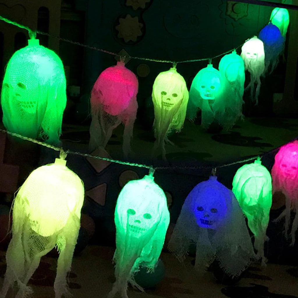 MYFLOCY Halloween LED Battery Operated Skull String Lights 10 Lighting Modes Indoor Outdoor Courtyard Decor ( 10 Ft )