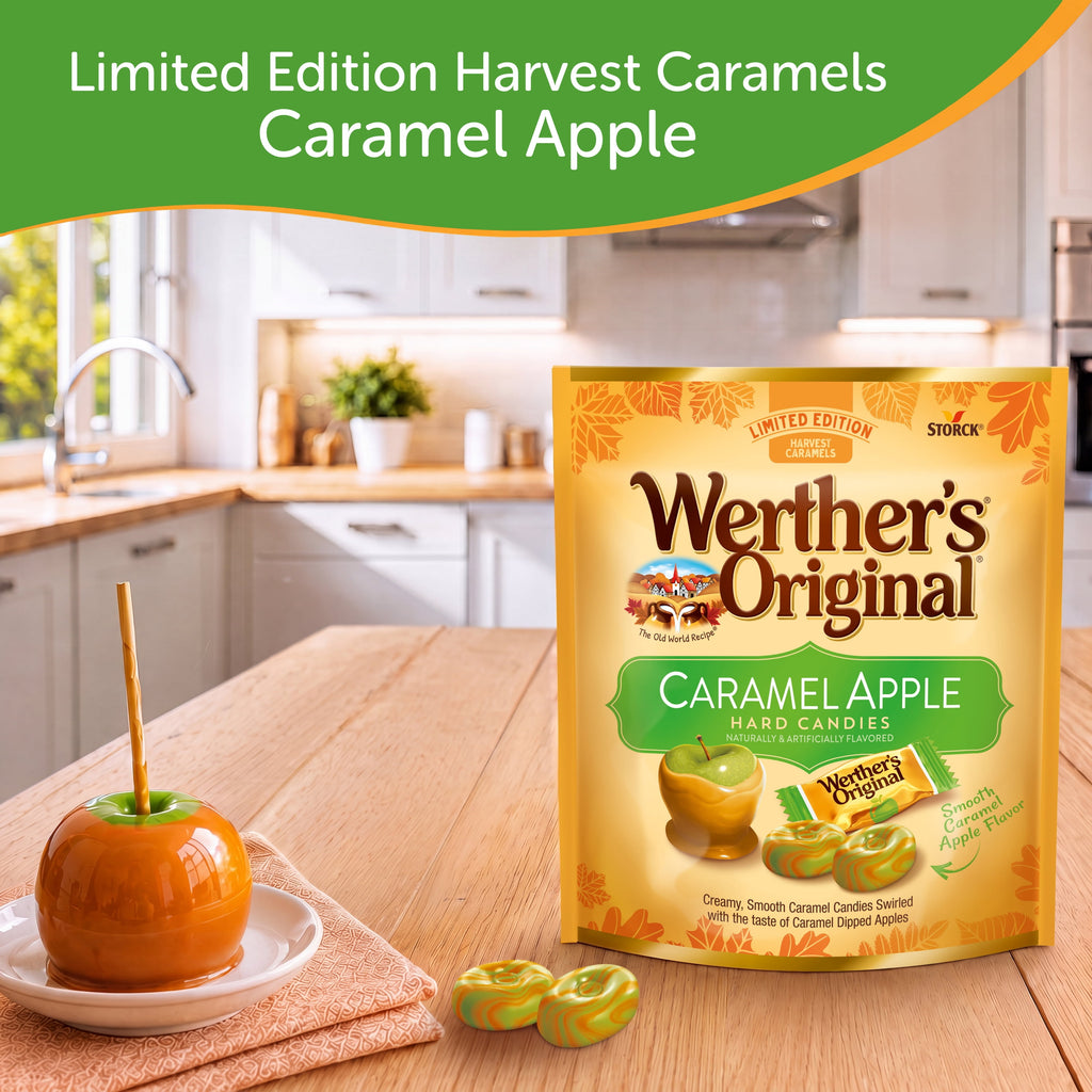 Werther's Original Limited Edition Fall Harvest Caramel Apple Hard Candies, 8.57 oz Bag