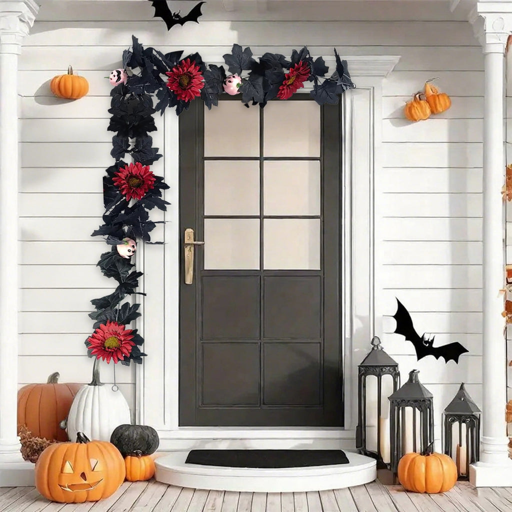 AZXY Halloween Decor, Halloween Indoor Decor, Halloween Tabletop, Artificial White Silk Rose Stems, Gothic Fake Floral Bouquet, Halloween Decorations for Home Table Party Decor