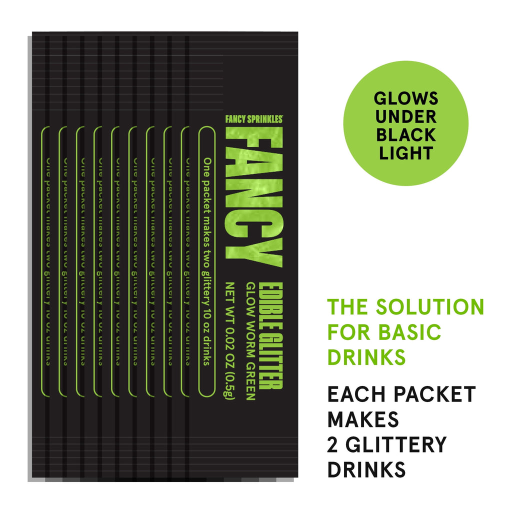 Fancy Sprinkles Glow Under Black Light Edible Glitter Packets, 0.2 oz, 10 Count
