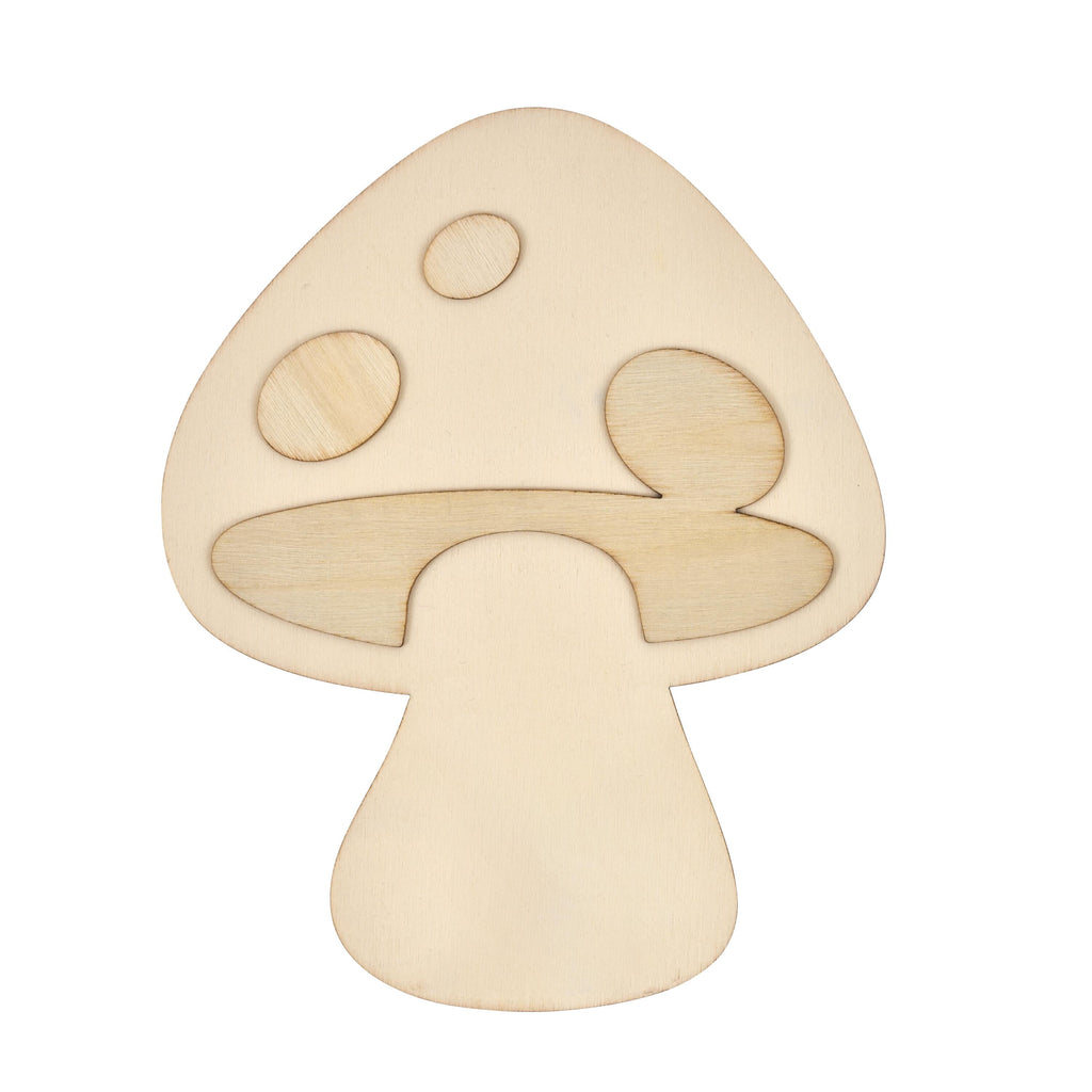 (2 pack) Plaid Unpainted Wood Surfaces, Mushroom, 7"