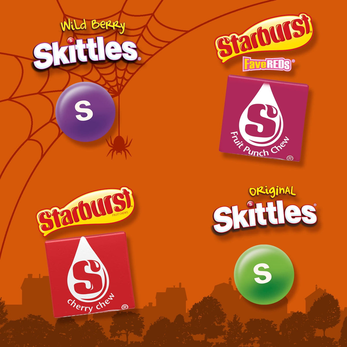 Skittles & Starburst Fun Size Chewy Halloween Candy Variety Pack, 80 Ct Bulk Bag