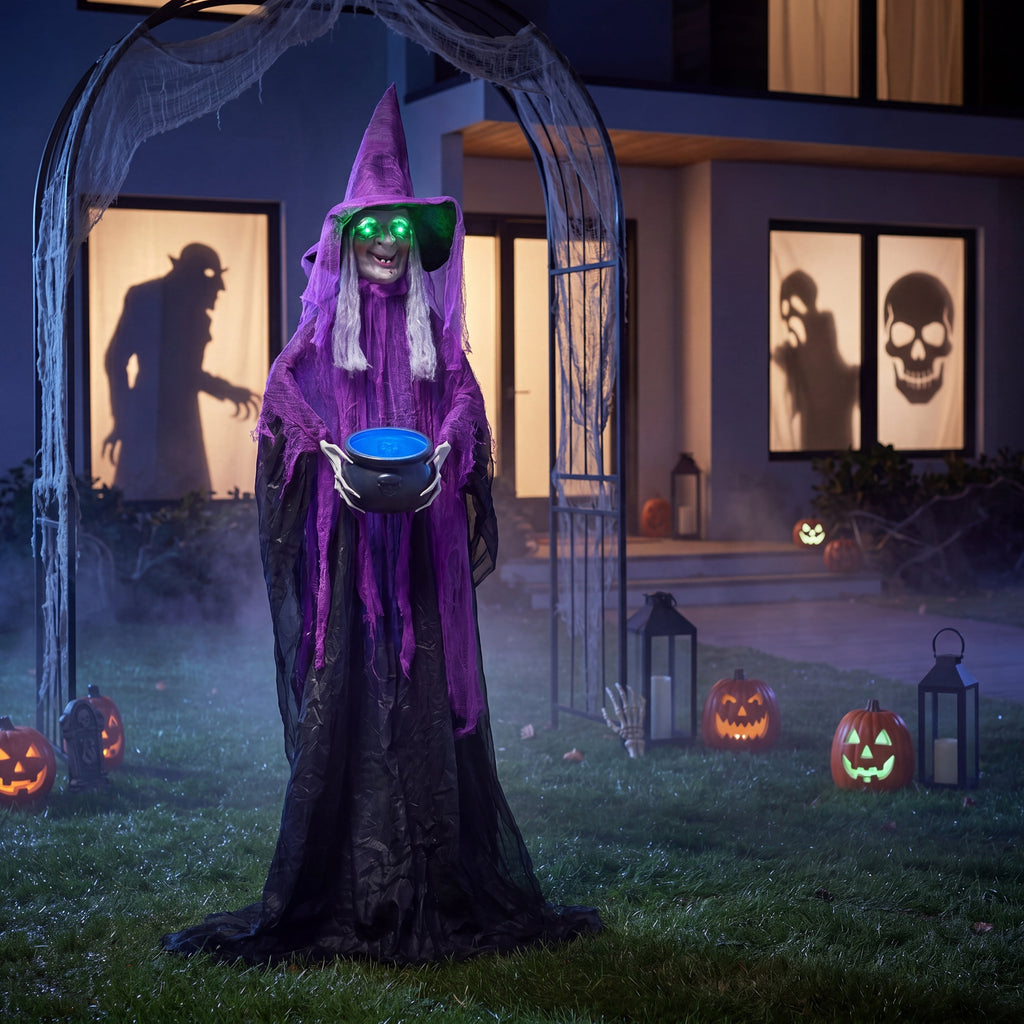Joyfy 62"Halloween Standing Hunchback Witch with Light, Animatronics Large Halloween Decorations Outdoor, Radar Motion Activated with Creepy Sound & Eyes and Moving Head for Yard Garden Haunted Hous