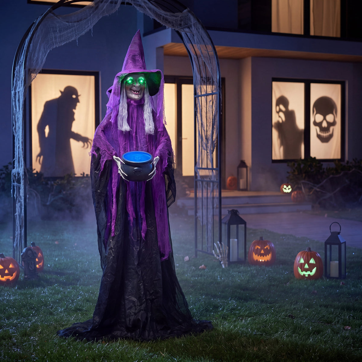 Joyfy 62"Halloween Standing Hunchback Witch with Light, Animatronics Large Halloween Decorations Outdoor, Radar Motion Activated with Creepy Sound & Eyes and Moving Head for Yard Garden Haunted Hous