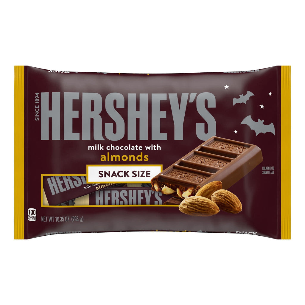 (2 pack) Hershey's Milk Chocolate with Almonds Snack Size, Halloween Candy Bag, 10.35 oz