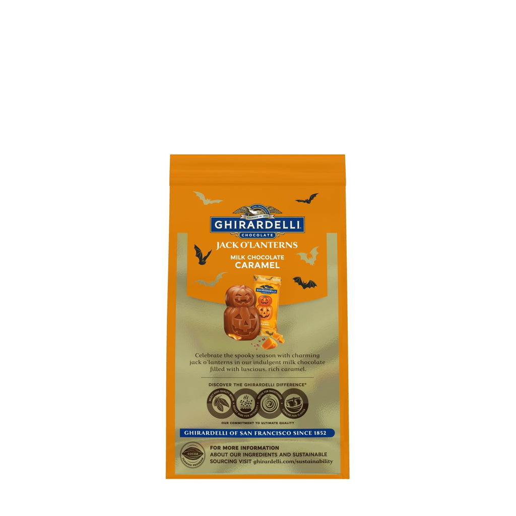 GHIRARDELLI Milk Chocolate Caramel Jack O' Lanterns, 4.1 oz Bag