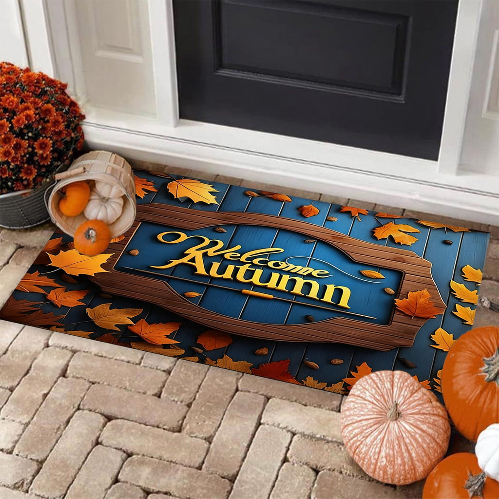 JoyMoreHome Fall Welcome Mat, 20x32 Inch Maple Leaves Door Mats, Decorative Indoor Outdoor Non Slip Entryway Rug, Halloween Thanksgiving Doormat Decor