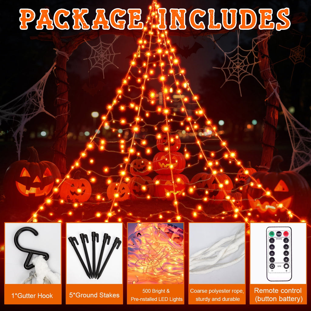 Scidweet Halloween Decorations Outdoor, 500 LED Halloween Giant Spider Web Lights for Garden Yard Porch Home Decor, Purple White