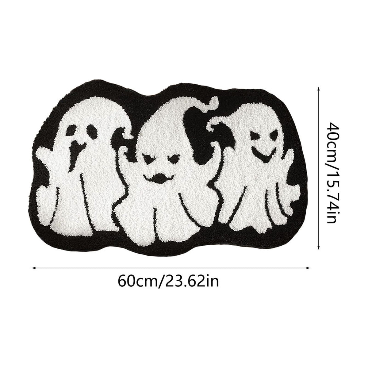 Halloween Doormat Ghost Bath Mat 23.6x15.7in Secure-Grip Absorbent Soft Faux Fur Rug for Bathroom Bedroom Living Room Decor by OVFUIZ