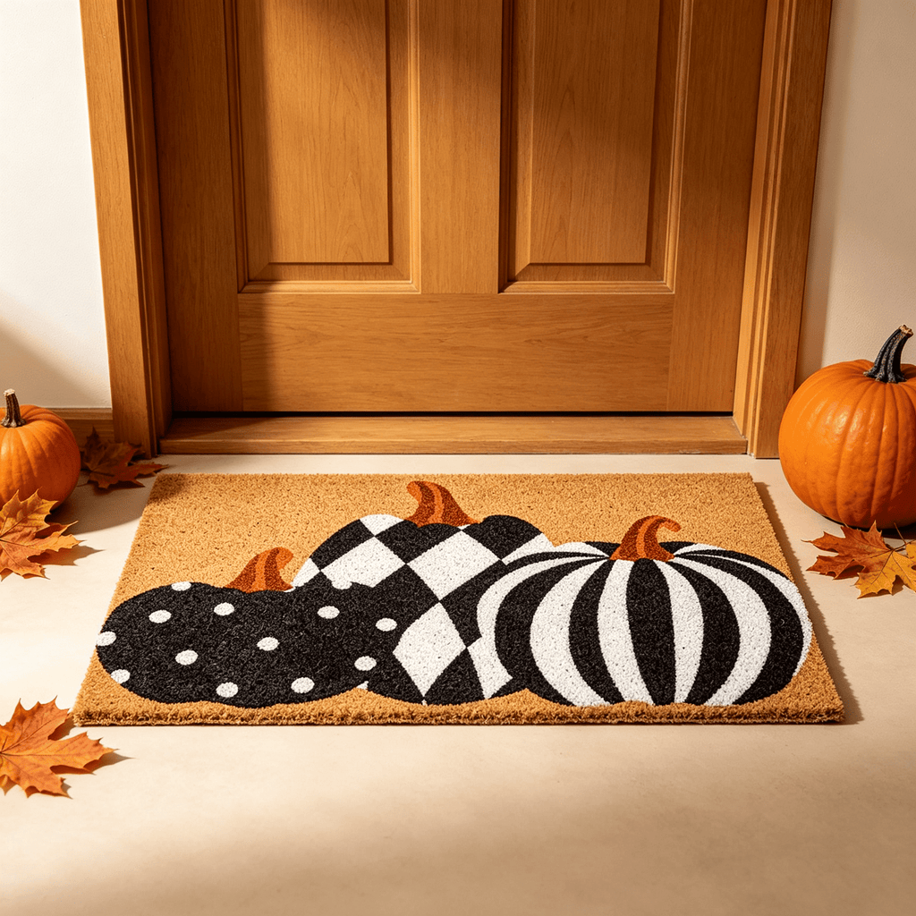 Halloween Pumpkin Welcome Door Mat, Funny Durable Non Slip Decorative Rugs for Bathroom Bedroom Kitchen Front Door