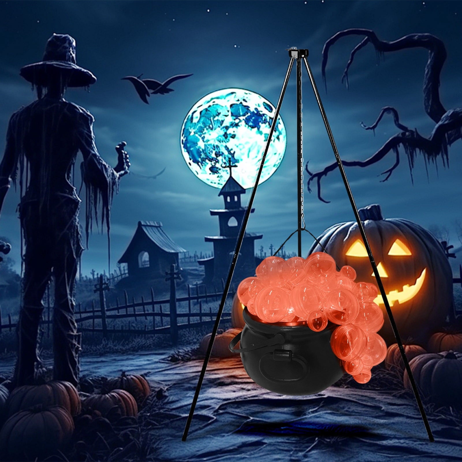 Muecwrye Halloween Decorations Outdoor, Halloween Clearance! Halloween Witches Cauldron on Tripod with Lights, DIY Bubbling Cauldron Set Decor for Home Porch Outside, Halloween Party Supplies
