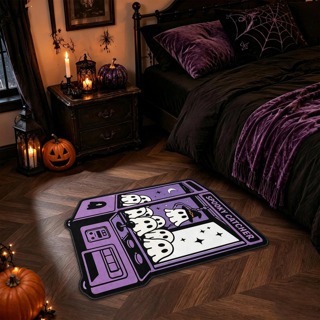 Halloween Doormat Ghost Bath Mat 23.6x15.7in Secure-Grip Absorbent Soft Faux Fur Rug for Bathroom Bedroom Living Room Decor by OVFUIZ
