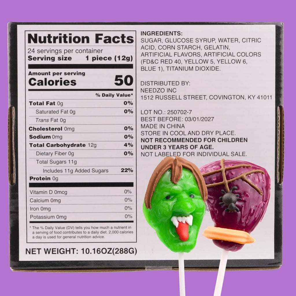 Zombie Lollipops, Halloween Trick or Treat Candy, 24 Count, 10.16 Ounce Box