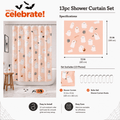 Way To Celebrate 13-Piece Cute Ghost Shower Curtain Set with 12 Hooks, Pink
