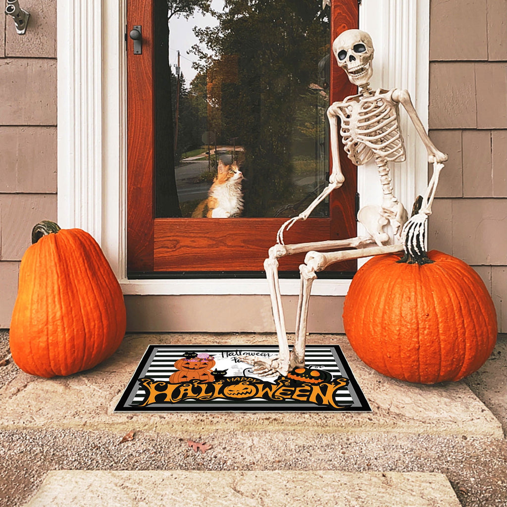 JLFNYA Halloween Rug,15.7*24inch Checkered Rug,Rug Halloween Fall Door Mat Cotton Washable Area Rugs Door Mat Outdoor Entrance for Front Porch Entryway Fall Farmhouse
