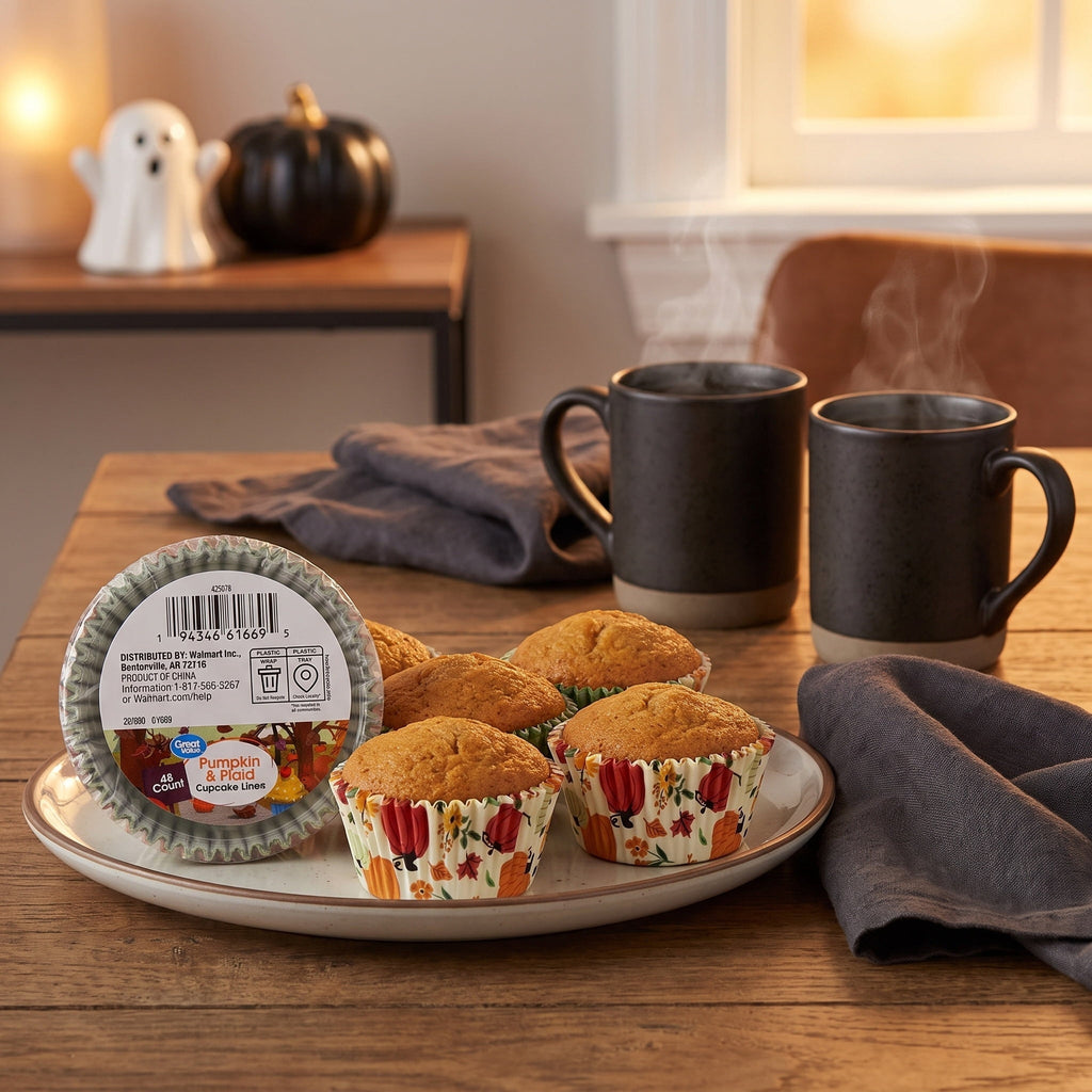 Great Value Pumpkin and Plaid Cupcake Liners, 48 Count