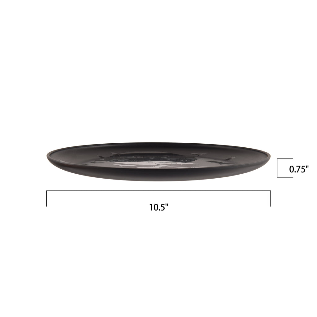 Mainstays 10.5 in Round Plastic Halloween Bats Dinner Plate, Black