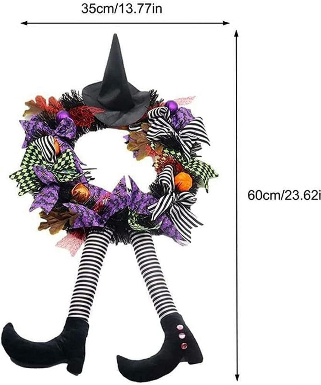 Halloween decorations,Halloween Wreath Front Door,24'' Witch Wreath,Witch's Hat And Legs Hanging Leg Pumpkin Maple Leaf Decor Unique Decoration,halloween decorations for Door or Interior Wall Decor