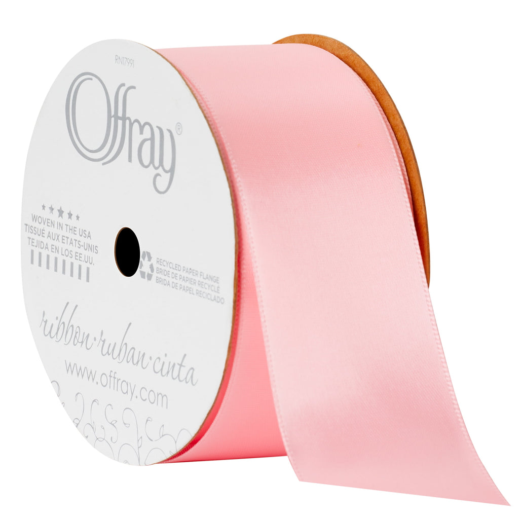 (2 pack) Offray Ribbon, Red 1 1/2 inch Double Face Satin Polyester Ribbon, 12 feet