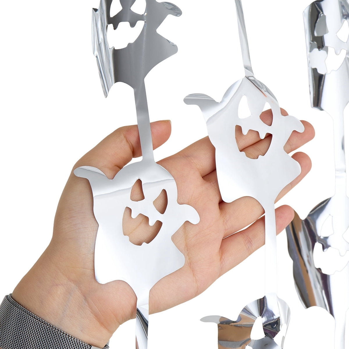 Spooky Bats and Ghosts Fringe Door Decoration, Silver and Black, Halloween by Way To Celebrate
