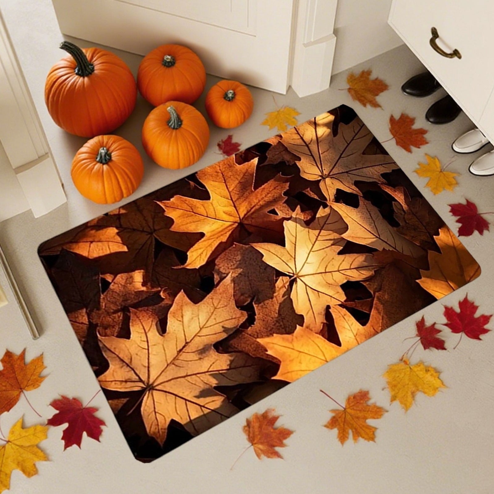 Non-Slip Fall Doormat - Absorbent Entrance Rug Waterproof Porch Mat Skid-Resistant Floor Protector Seasonal Home Decor Gift Idea(A)