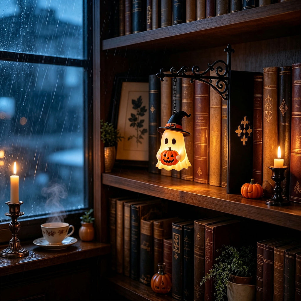 Nkmbld Halloween Bookshelf Lamp, Vintage Library Lantern Decorative Bookshelf Lighting, Hanging Ghost Lantern Book Shelf Light, Halloween Decorations Indoor