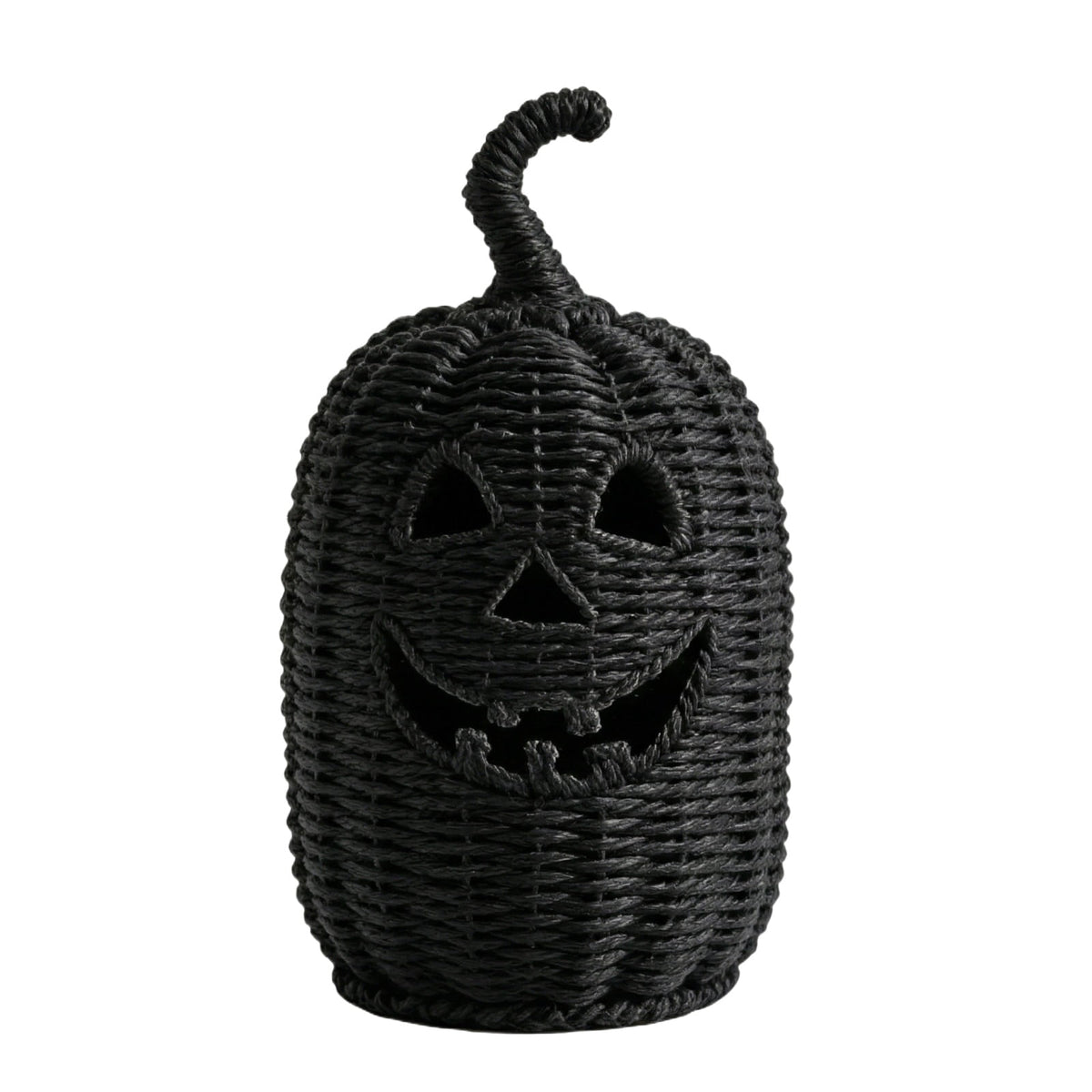 2026 Halloween Black Woven Seagrass Pumpkin Storage Basket with Lid, Fall Indoor Home Decorations for Halloween Party Home Halloween Decor, 10.2 inch