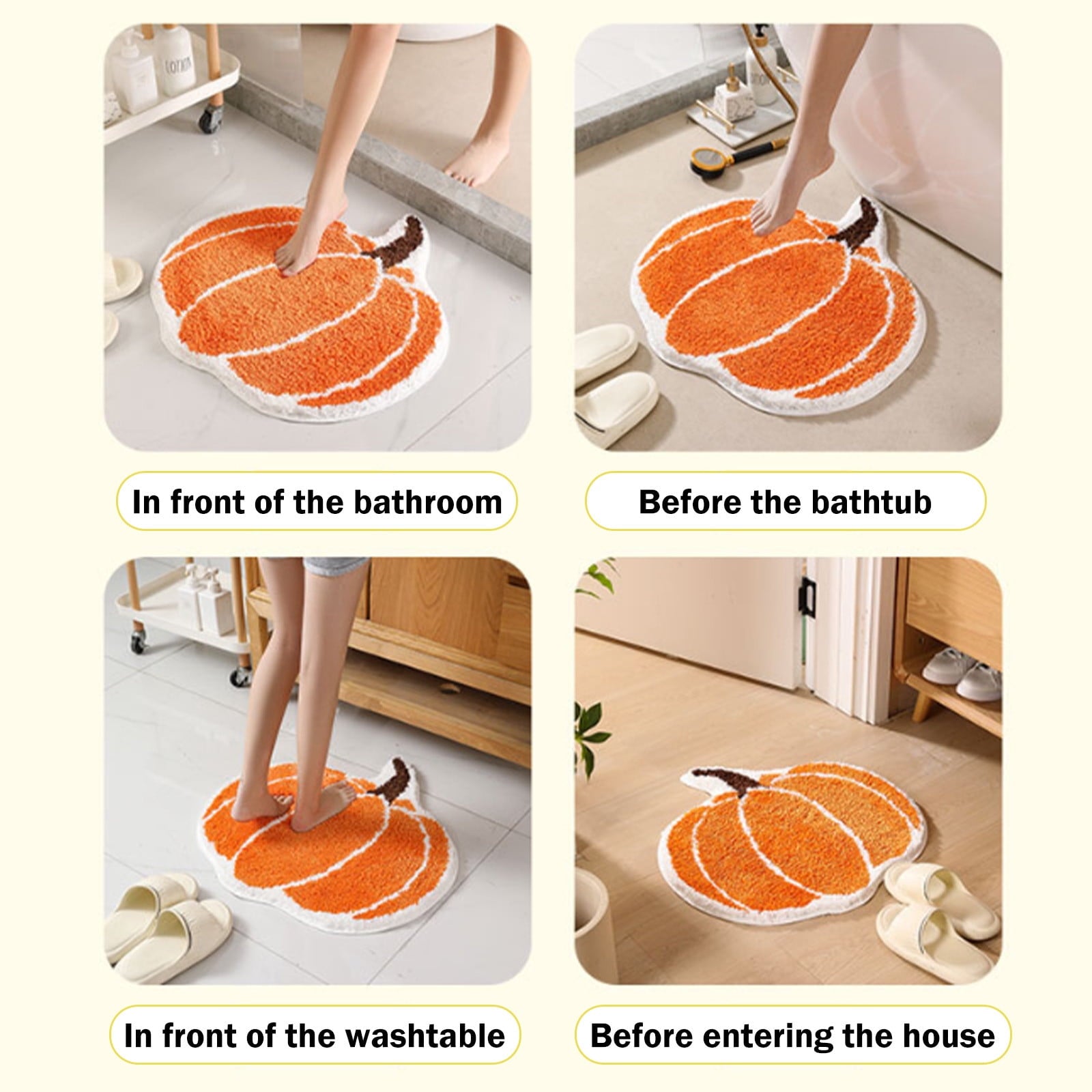 Zhourta Halloween Fall Plaid Outdoor Rug Orange Plaid Outdoor Rug Cotton Hand Woven Check Rug Layered Doormats for Front Door Front Porch Farmhouses Entryway Patio 15.7x23.6 Inch