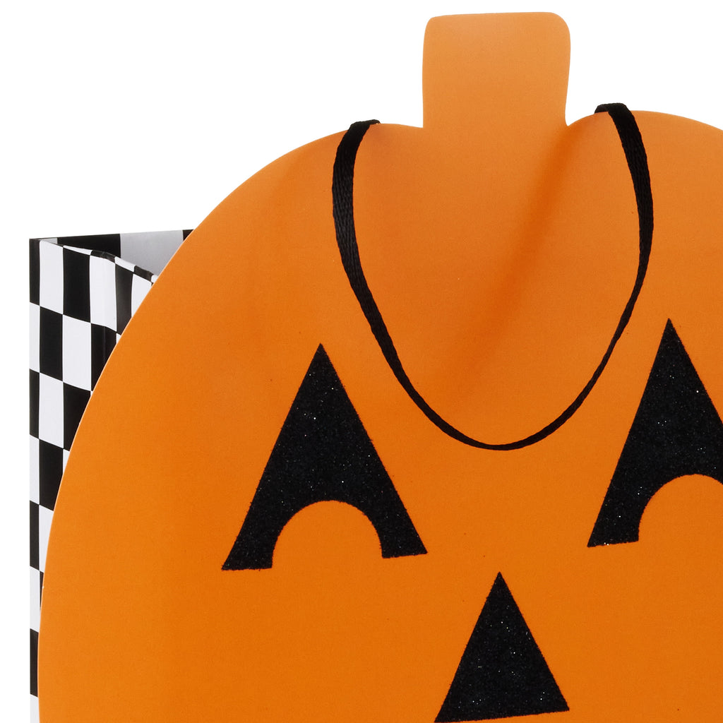 Hallmark Medium Halloween Gift Bag (Glittery Jack-o'-Lantern), 1 Count