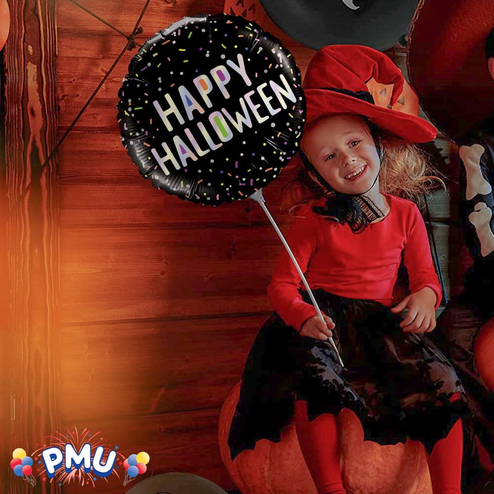 PMU Halloween Party Decoration "Happy Halloween" Jack Faces Aglow 18 Inch Mylar-Foil Balloon (1pkg) Pkg/1