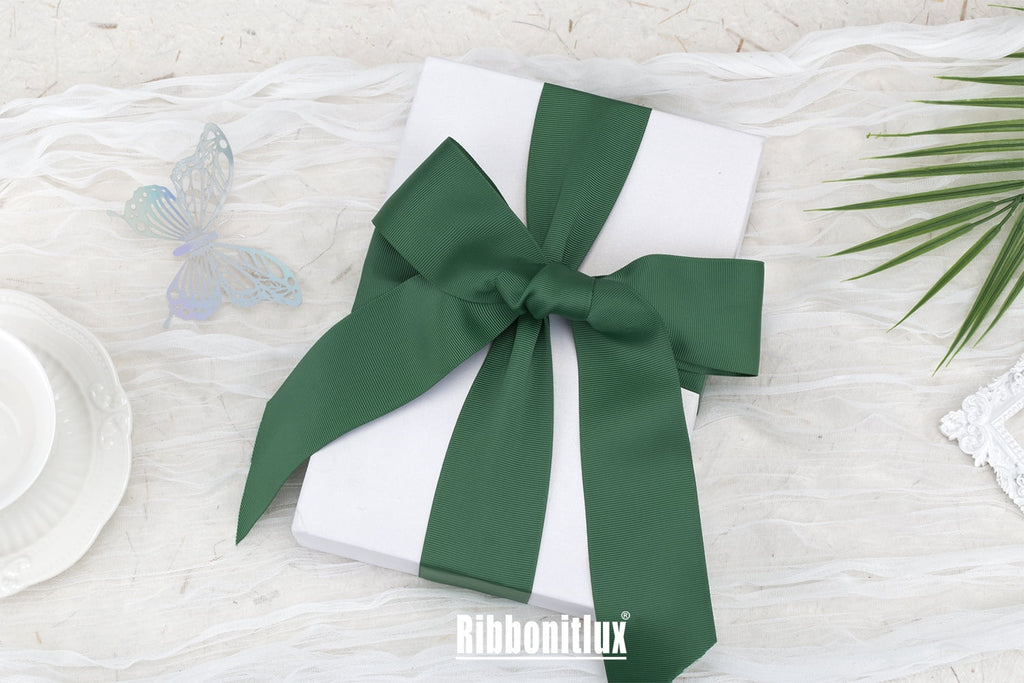 Ribbonitlux Grosgrain Ribbon 2 Inch x 25 Yards – Premium Polyester Craft Ribbon for Hair Bows, Gift Wrapping, Weddings & DIY – Solid Forest Green(#587) – 1 Roll