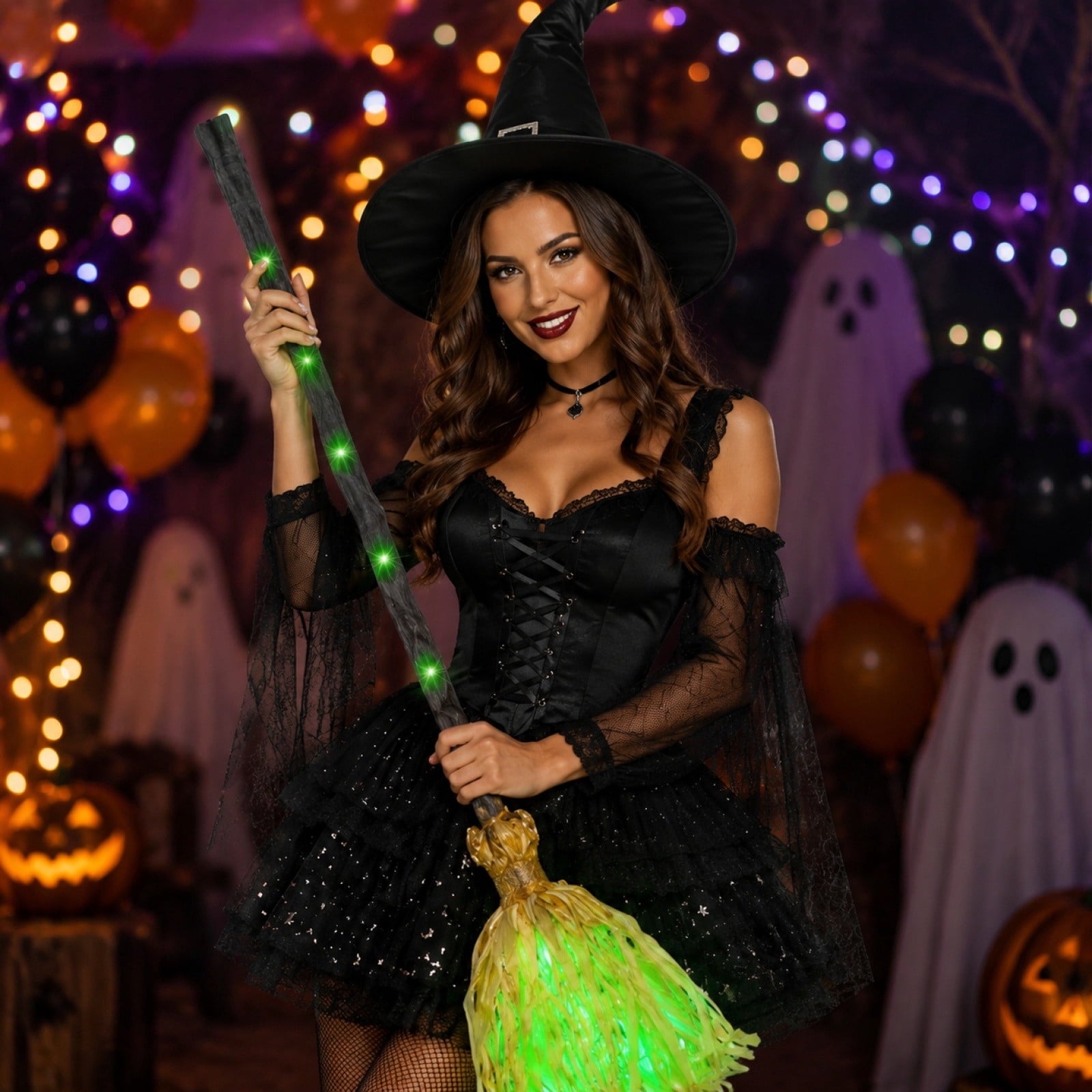 Magical Dancing Witch Broom with Weird Sounds, Moving Indoor Witch Broomstick Toy, Animated Halloween Prop, Novelty Toy for Halloween Party Halloween Decor
