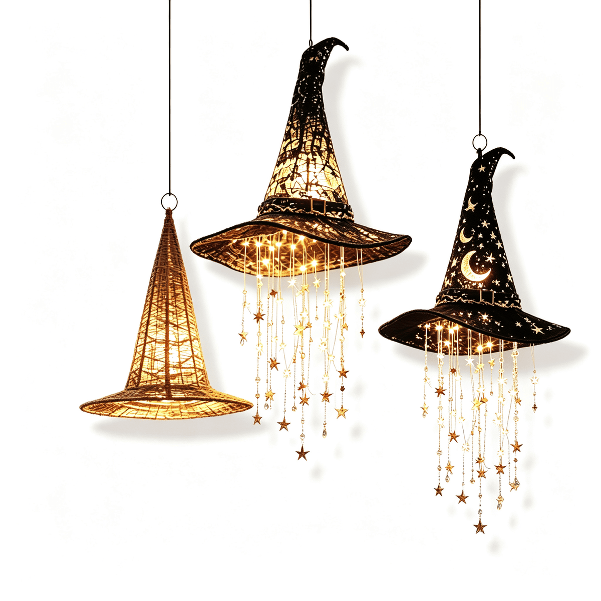 Stijggn Witch Hat Lights Halloween Glowing Lights, Waterproof Hanging Witch Hat Decorations, Warm Light Festival Ornaments for Indoor Outdoor Yard Garden Party Halloween Decor