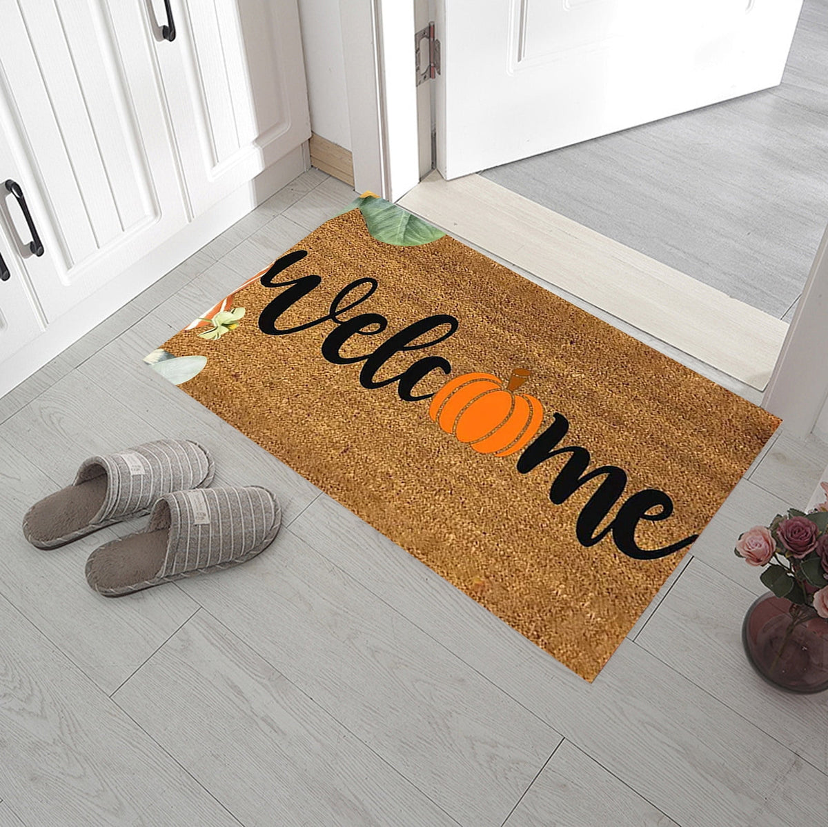 JOGZMZ Halloween Pumpkin Area Rug Bright Pumpkin Floor Mats Slip Resistants Earth Floor Mats For Front Door Bathroom Kitchen Room 19.67×31.49in