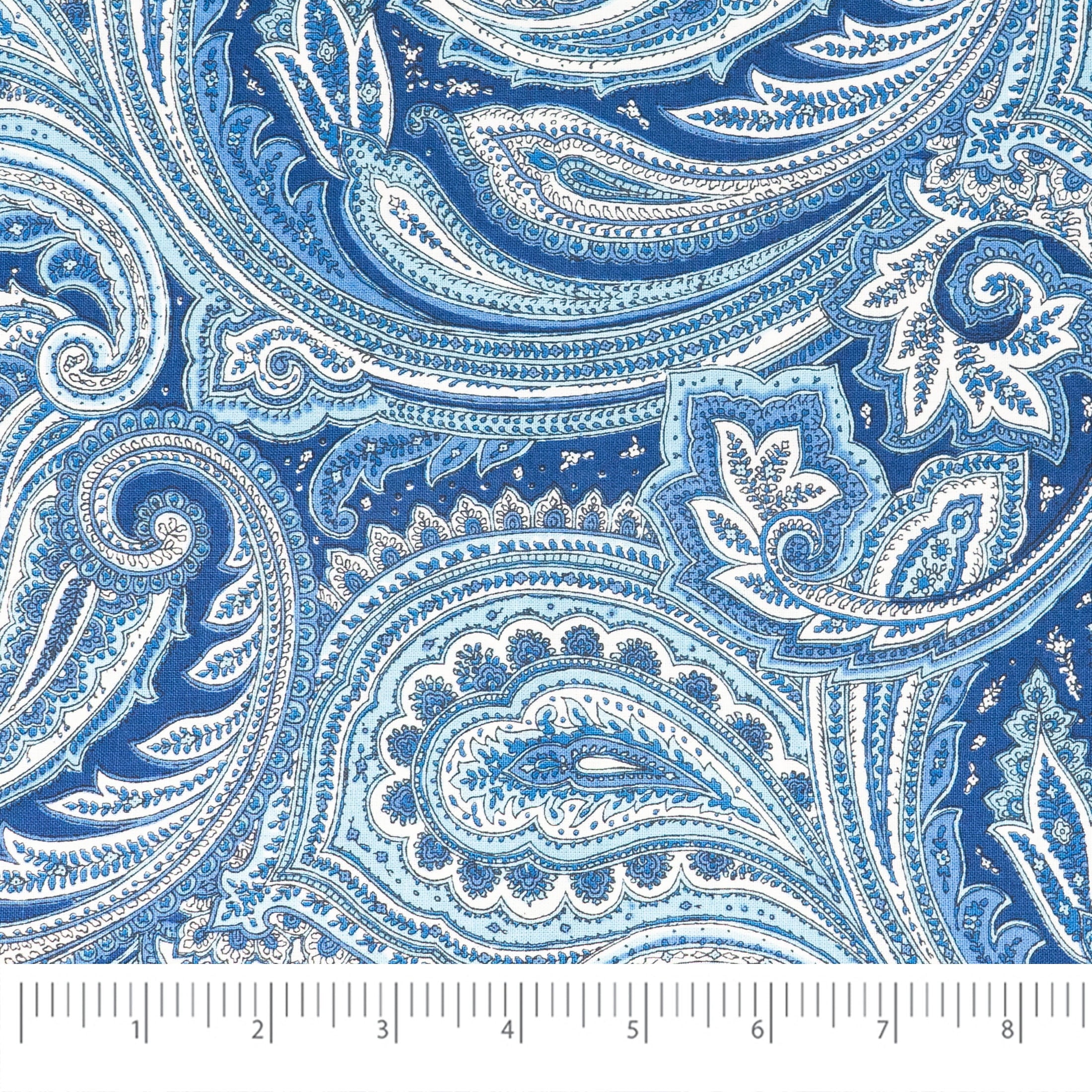 Waverly Inspirations 1 Yard Cut 100% Cotton Prints Fabric, Paisley Navy, 44 in Wide for Quilting & Sewing
