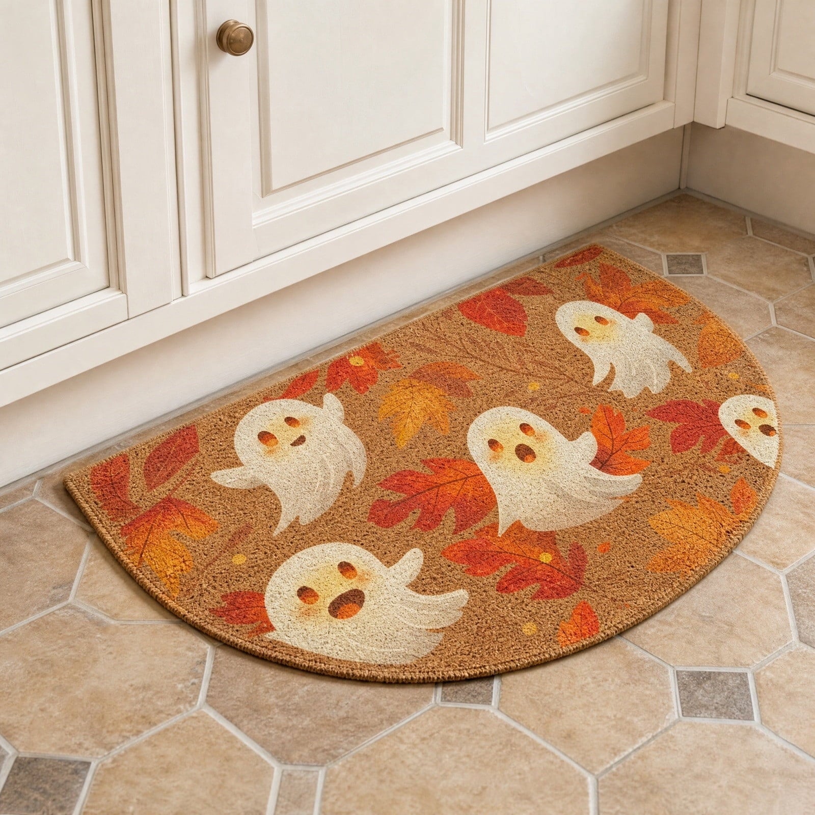 Halloween Ghost Door Mat, Cute Welcome Mat for Front Door Porch Entryway Haunted Outdoor Decor Spooky Decorative Entrance Doormat Non Slip Halloween Rug, 16" x 24"